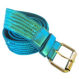 Women's Turquoise Blue Sequin Canvas Belt 38" L x 1-1/2" W New w/o Tag